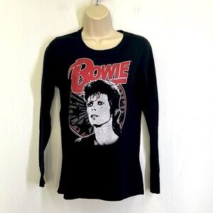 Gildan - David Bowie Graphic Bowie Logo Long Sleeve T Shirt Size Small